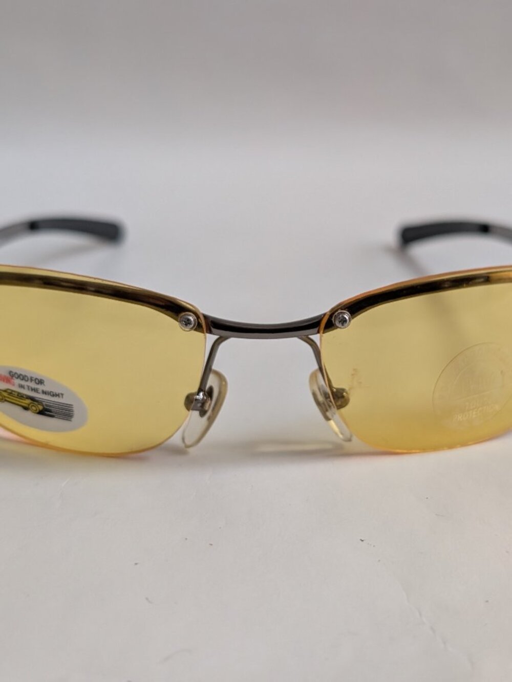 NWT Vintage 90's Rectangle Metal Rimless Night Driving Sunglasses (D. Gunmetal)